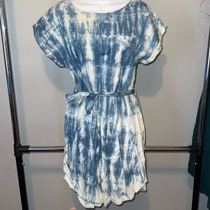 Ann Taylor Loft Tie Dye Midi Dress with Tie